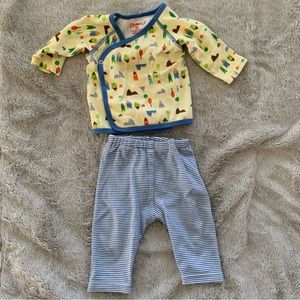 Zutano 0-3 mo. matching set, City scene + stripes pattern